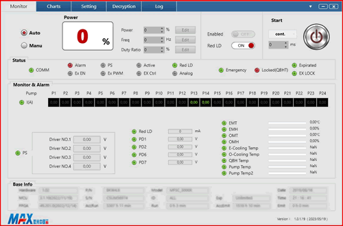 Maxphotonics G3_Series V1.0.1.19 Программа диагностики лазерных источников 2023/05/19
