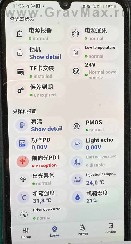 MAX MFSC-1500 Alarm Forward Volt PD1 exception Нет красной указки Станок лазерной резки не режет