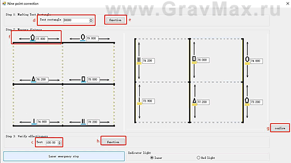 PDAuto Инструкция 4.3. Метод калибровки гальваносканатора BOX 2: 9-точечная калибровка