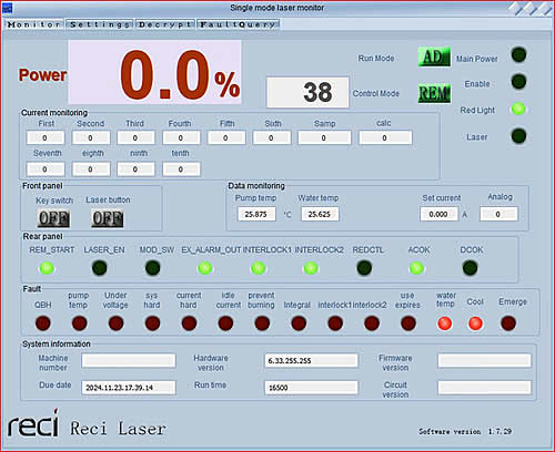 Проблема с лазерным излучателем RECI FC3000. Ошибки Water temp Fault Cool Fault
